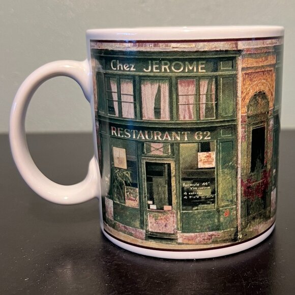 Set of 3 SAKURA French STOREFRONTS Stoneware Mugs w/ Art by Chiu Tak Hak ~ Paris - Picture 2 of 12